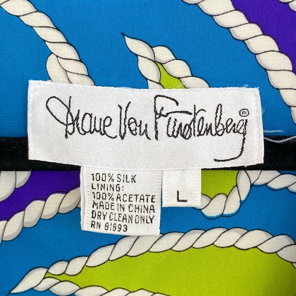 DVF Diane Von Fustenberg Wm’s Sz Lrg Silk Nautical Rope Vibrant Colored Vest - Picture 5 of 6